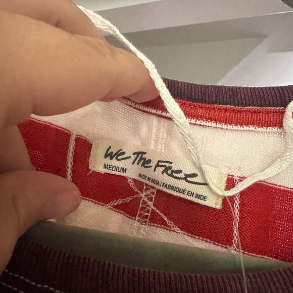 Free People Red and Green Striped Long Sleeve Tee - Picture 3 of 4